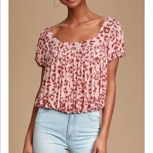 Free People Blush pink leopard print top. NWOT